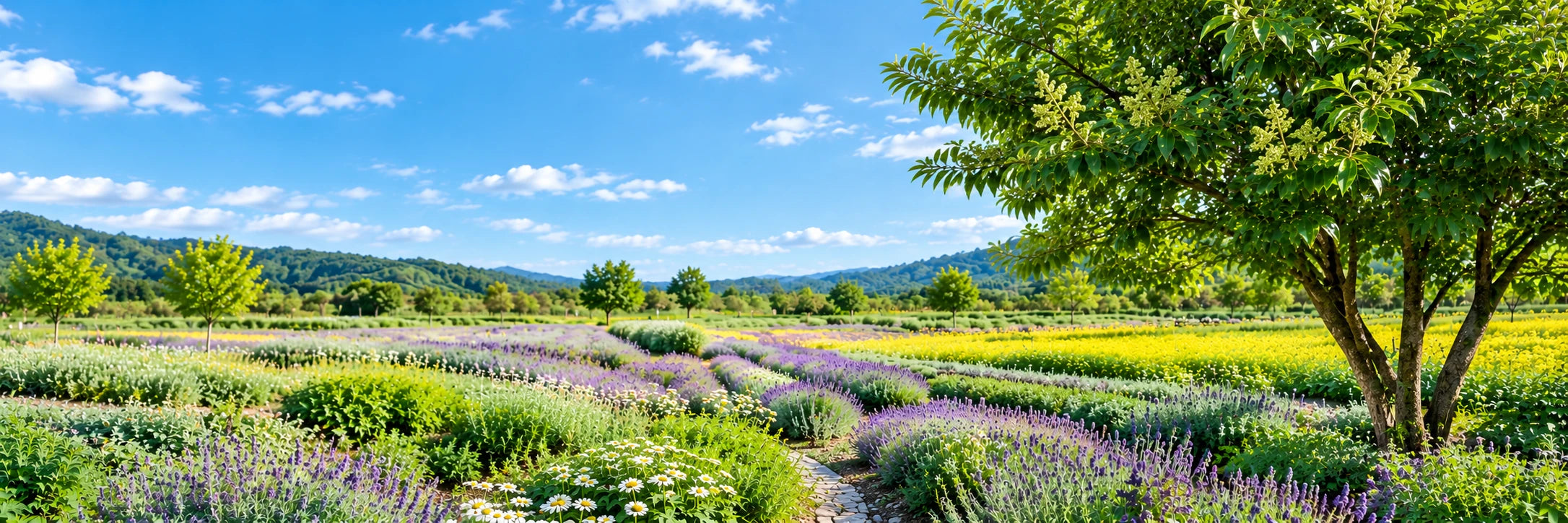 Sunlit botanical garden