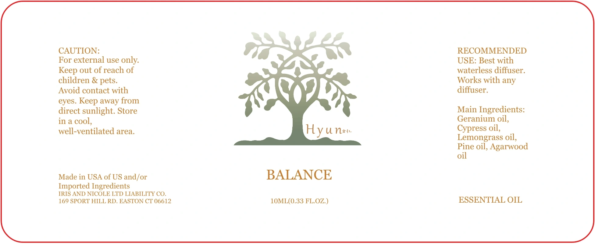 Balance 10ml label